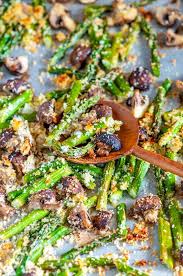 Roasted Panko Asparagus And Mushrooms Aberdeen S Kitchen Recipe Asparagus And Mushrooms Asparagus Recipes Healthy Mushroom Side Dishes
