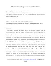 Following is a template that breaks down a general critique with the main features showcased as an example. Pdf A Compilation Of Design For Environment Guidelines