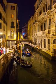 High angle view of boats moored at harbor. Night On The Canal Venice Italy Photograph By Madeline Ellis