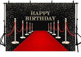 Old hollywood, art deco, red carpet, gold movie ticket prom invitation. Amazon Com Mehofoto Red Carpet Birthday Party Decorations Banner Photo Studio Booth Background Vip Black And Gold Glitter Happy Birthday Selfie Photography Backdrops Props For Cake Table Supplies 7x5ft Camera Photo