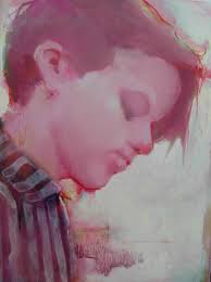 Boy in pink Painting by Clare Morton