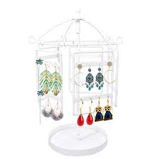 Metal kitchen rack w \/metal rods and cones diagram of the ear. Amazon Com Auhoky Upgraded Rotating Swing Earring Organizer Metal Hanger Unique 70 Holes Jewelry Display Stand With Round Base Exquisite Necklace Towers Ear Stud Holders Rack Box For Women Girls Travel White Home