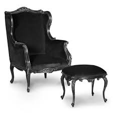 Her Reading Chair Either Her Feet Are Up Or Her Sleek Cat Is Sitting On The Ottoman Velvet Wing Chair Wing Chair Black Painted Furniture