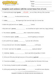 Write The Correct Tense Form Of Verbs Verb Worksheets Verb Tenses