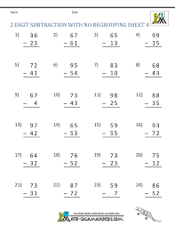 Two Digit Subtraction Without Regrouping