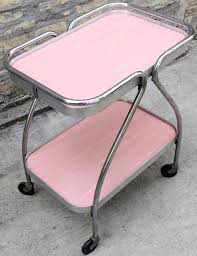 desserte a roulettes formica rose et chrome annees 50 home decor home decor