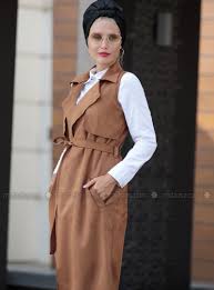 Suet Yelek Kahve Selma Sari Design Muslim Fashion Fashion Shirt Dress