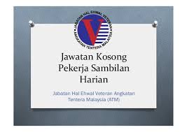 Pejabat ketua pendaftar mahkamah persekutuan malaysia, jabatan perdana menteri ingin mempelawa warganegara malaysia yang berkelayakan bagi mengisi segera kekosongan pekerja sambilan harian (psh). Jawatan Kosong Jabatan Hal Ehwal Veteran Atm