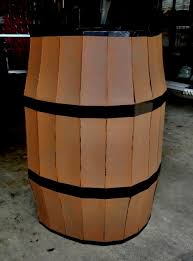 My Wooden Whiskey Barrel Made From One Cardboard Box I Followed The Instructions At Crafters Autonomous On Yout Barrels Diy Whiskey Barrels Diy Pirate Props