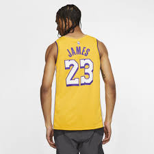 Lebron james' home lakers debut brought the fans to their feet! Los Angeles Lakers Lebron James City Edition Swingman Jersey Amarillo James Lebron