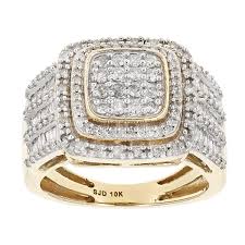 Measures approximately 5/16l x 1/16w and is not sizeable. Buy Jtv White Diamond Ring 10k Yellow Gold 1 00ctw At Amazon In