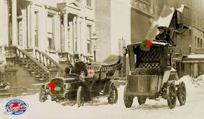 1908 Winter in New York City: Two Connecticut-made Vehicles. Pulling out  from the curb is a 1908 Corbin Touring, built in New Britain, CT It was the  last year for the air