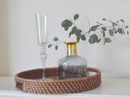 Rattan coffee tables are becoming more and more common because of how easy awesome tommy bahama style rattan coffee table trunk w/tray. Round Rattan Woven Serving Tray With Handles Ottoman Tray For Breakfast Drinks Snack For Coffee Table Home Decorative 11 X1 6 Honey Brown Buy Online At Best Price In Uae Amazon Ae