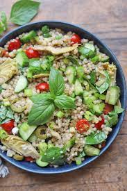Add garbanzo beans and saute for another 2 minutes. Israeli Couscous Salad With Olives Artichokes Cadry S Kitchen