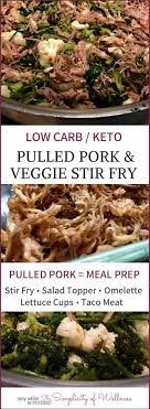 Find healthy, delicious pulled pork recipes including pulled pork sandwiches, crockpot pulled pork and spicy pulled pork. Low Carb Pulled Pork Veggies The Simplicity Of Wellness Recipe Low Carb Pulled Pork Pork Recipes Pulled Pork Recipes
