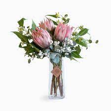 Pink Protea Eucalyptus And Tetra Nuts Flower Arrangements Simple Artificial Flower Arrangements Flower Vase Arrangements