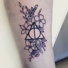 Jherelle Jay On Twitter Had Fun Making This Pretty Deathly Hallows Piece Today Harrypotter Deathlyhallowstattoo Harrypottertattoo Floral Illustration Botanical Tattoo Design Blackwork Femaletattooist Feminine Girlytattoos