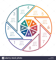 pie chart on white background from line for 8 options