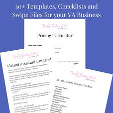 30 Templates Checklist Swipe Files For Your Va Business Full Pack The Va Finishing School Virtual Assistant Business Business Checklist Virtual Assistant