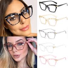 Gafas De Mujer Marco De Moda Para Ordenador Interior De Gato Color Claro  Retro Transparente