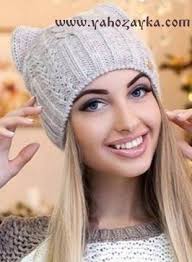 вязаные женские шапки и береты на зиму спицами с описанием Shapka Koshka Spicami Shemy Kak Svyazat Shapku S Koshachimi Ushkami Spicami Vyazanie Shlyap Vyazanie Shemy Vyazaniya Shapok