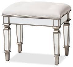 This ottoman brings class and lounging comfort to any room in the home, whether it's used as a footrest or additional. Glamour Style Off White Fabric Upholstered Mirrored Ottoman Vanity Bench Traditional Vanity Stools And Benches By Imtinanz Llc Houzz