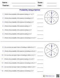 Probability Worksheets Using A Spinner Probability Worksheets Simple Probability Probability
