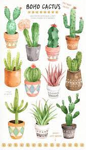 If it is a cactus, your child could make a painting of a desert, if the pot holds. Boho Cactus Watercolor Cliparts Boho Clipart Botanical Etsy Interesting Photos Succulent Painting Watercolor Cactus Cactus Wall Art