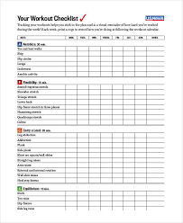 workout checklist template 9 free word pdf format