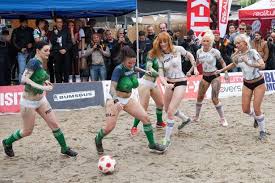 Brazil football (soccer) body paint girl. Sexy Soccer Body Painted Erotic Models Bare All In Euro 2016 Inspired Footie Beach Comp Daily Star
