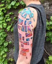 With that said, take a moment to explore the bold lines and colorful styles found in these top 80 best stained glass tattoo designs for men below. Freehand Stained Glass Tattoo Inspired By A Church In