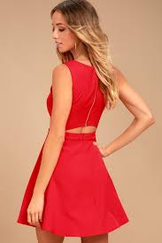 Just Us Red Skater Dress In 2020 Red Skater Dress Cute Red Dresses Red Dress Women