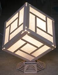 Cube light made from popsicle sticks and paper