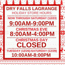 Pin By Dry Falls Outfitters On Holiday Store Hours Holiday Store Store Hours Holiday