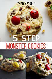 5 Step Peanut Butter Monster Cookies The Diy Foodie Recipe Monster Cookies Dessert Recipes Delicious Desserts