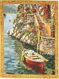 Lake Como Villa Mini Belgian Wall Tapestry Tapestry Wall Art Lake Como Villas Fine Art Tapestries