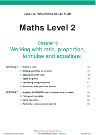 Edexcel Functional Skills Pilot Maths Level 2 Chapter 3 Working With Ratio Proportion Formulae And Equations Pdf Free Download
