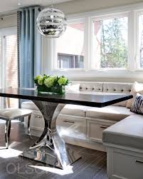 Regal open plan living and dining room with duck egg blue and gold metallic damask wallpaper with white cotton drapes dividing the space. Candice Olson On Twitter I Talk A Lot About Kitchens But After All Is Said And Done You Need A Place To Sit And Enjoy All That Culinary Fabulousness Candiceolson Kitchendesign Interiordesign