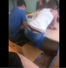 Whale tail teen in class makes it hard for the boys to concentrate