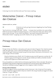 Maybe you would like to learn more about one of these? Pdf Matematika Diskret Prinsip Inklusi Dan Eksklusi Einzbern Reinhard Jonathan Silalahi Academia Edu