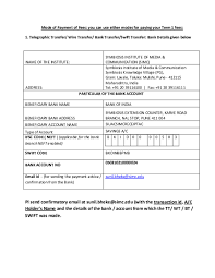 Swift code bank is unique for each branch. Doc Mode Of Payment Of Fees Sunil Bheke Academia Edu