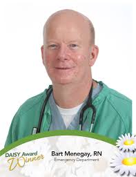 Bart Menegay, RN, a critical care nurse in the ED at Buffalo General  Medical Center/Gates Vascular Institute, was October's DAISY Award winner  in recognition of his commitment to excellence and compassion. Here's