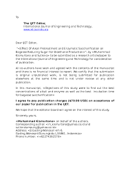 What you include in this document depends on what the journal. Doc Ijet Cover Letter 1 Muhammad Kismurtono Academia Edu