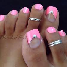 Maybe you would like to learn more about one of these? Hot Pink With A Hint Of Silver Nail Design Toe Nail Art Flickr