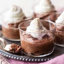 Small Glass Bowls Of Chocolate Mousse With Whipped Cream On An Antique Silver Tray Easy Chocolate Mousse Chocolate Mousse Recipe Mousse Recipes