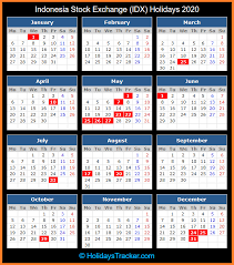 National stock exchange of india (nse) and the bombay stock exchange (bse) will remain shut on different occasions and special days in the coming year. Indonesia Stock Exchange Idx Holidays 2020 Holidays Tracker