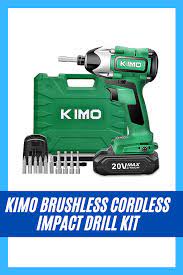 Kimo Brushless Cordless Impact Drill Kit With 20v 2 0ah Battery Cordless Impact Drill Charger Lithium Ion Batteries
