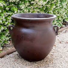 Pot de jardin non gélif en terre cuite -Sublimez vos plantes - Amadera  Décors Avec anses Taille 62 cm x 60 cm de diamètre (46 cm en intérieur)