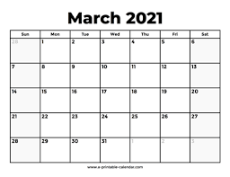Portrait) on one page in easy to print pdf format. March 2021 Calendar