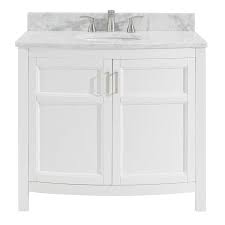 H single bathroom vanity in grey with calacatta quartz with 13 reviews and the brooks 37 in. Allen Roth Moravia 36 In White Undermount Single Sink Bathroom Vanity With Natural Carrara Marble Top In The Bathroom Vanities With Tops Department At Lowes Com